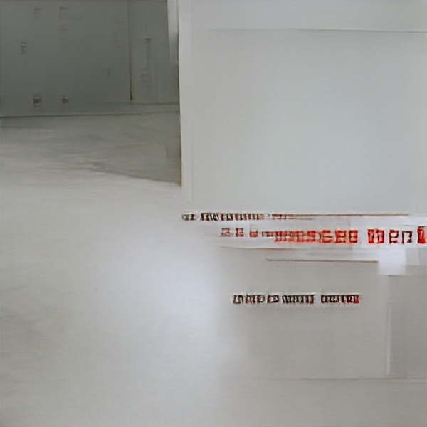Lawrence Weiner looking at a work of art  by AI